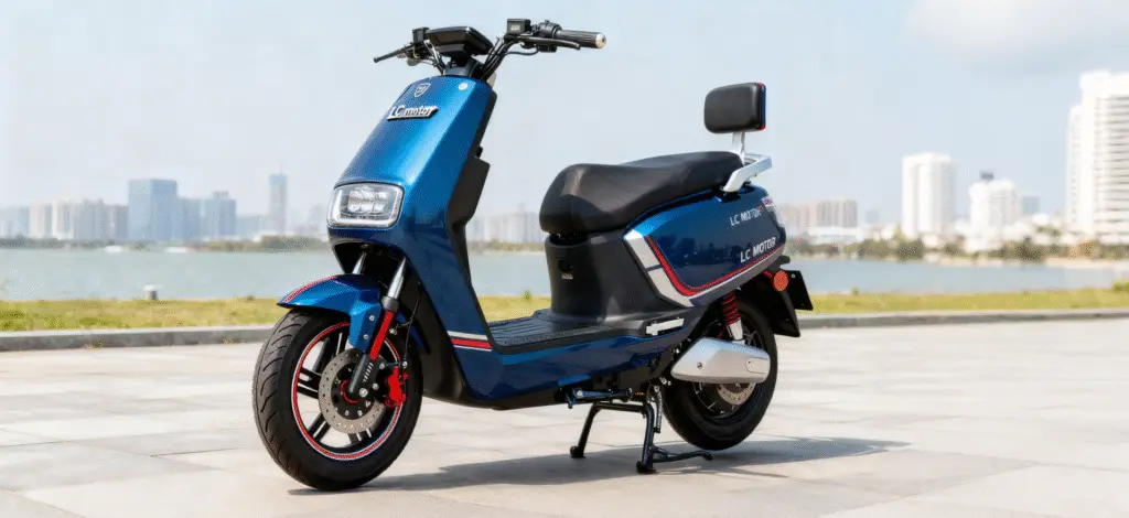 Blue electric bicycle